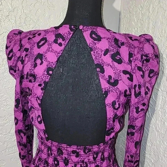 NWT AFRM Violaine Cheetah Smocked Mini Dress - Picture 5 of 7